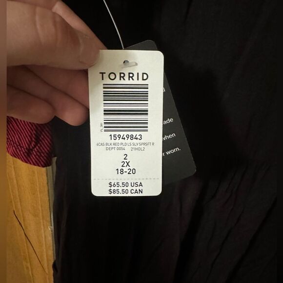 Nwt torrid size 2 classic red and black plaid dress-super soft - Picture 2 of 3
